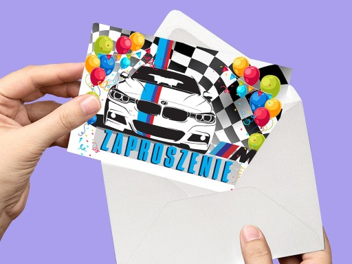 ZAPROSZENIE BMW M3 ALPINA NA URODZINY DZIECKA + KOPERTA GRATIS