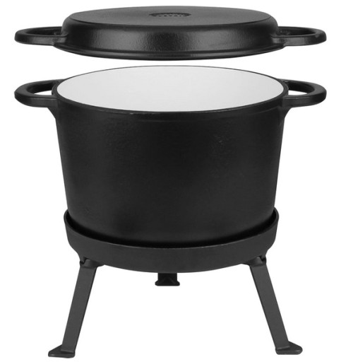 Garnek Emaliowany 15 Litrów 3w1 Kociołek Myśliwski Grill MK606 GRATIS