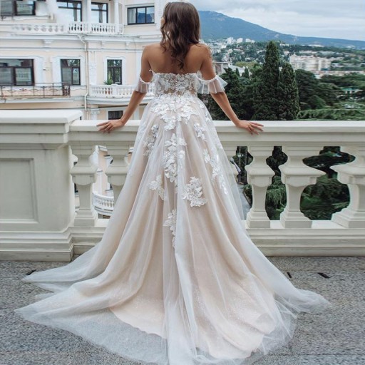 Свадебное платье Boho Beige Heart Line-падающие рукава блеск 36 с н/т