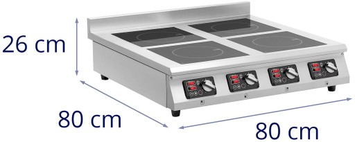 Индукционная плита, 4 конфорки, столешница, таймер, 400 В, 4 х 3500 Вт