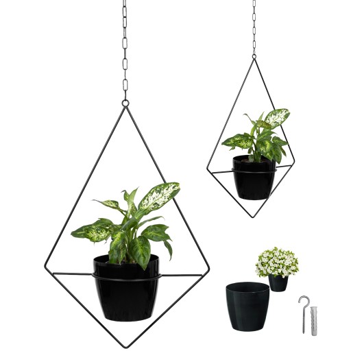 KWIETNIK NA ŚCIANĘ WISZĄCY METALOWY LOFT CZARNY BIAŁY NA DONICZKI ROŚLINY