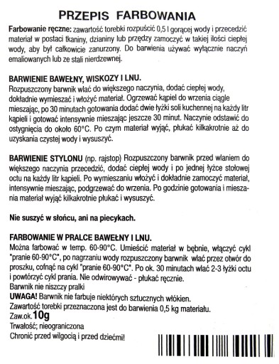 Barwnik do farbowania tkanin ubrań BORDOWY10g 6935