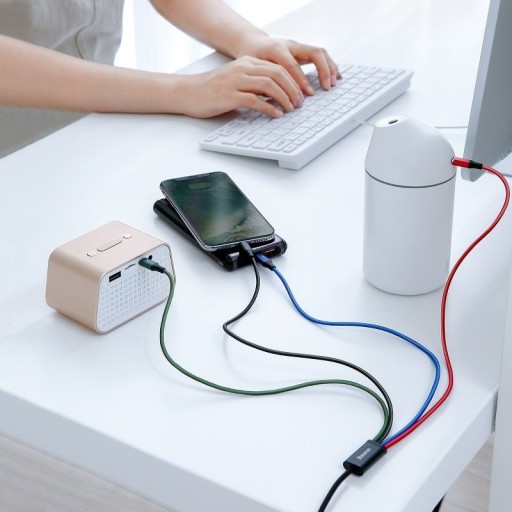 USB-кабель Baseus Fast 4in1 USB-C / 2x Lightning / Micro 3,5A, 1,2 м (черный)