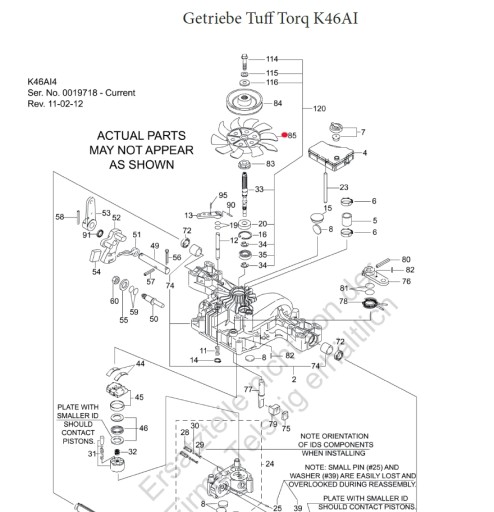 Оригинальный зубчатый вентилятор Tuff Torq K46 (1A646083050)