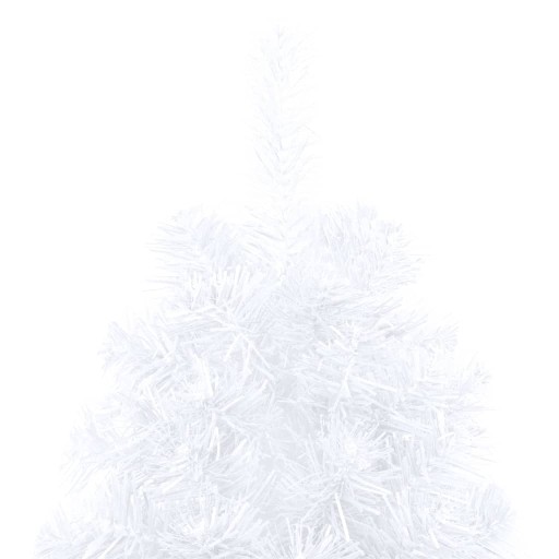 Елка с гирляндами и игрушками, половинка, белая, 210 см.