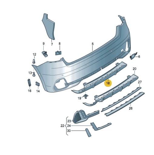 AUDI A1 II 19- S-LINE SPOILER DARK CHROME MAT ZDERZAKA TYŁ 82A807421A