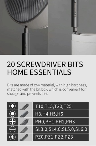 ЭЛЕКТРИЧЕСКАЯ ОТВЕРТКА АККУМУЛЯТОРНАЯ ОТВЕРТКА KS-882036 USB + 20 БИТ 23в1