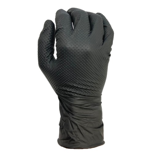 Rękawiczki NITRYLOWE AQL 1.5 czarne MOCNE GRIPZZLY ZARYS black r.XXL 50 szt
