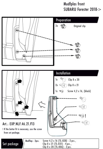 Chlapacze, fartuchy, Subaru Forester V 2018- ,p