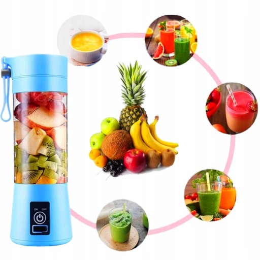 BLENDER SHAKER MIKSER ELEKTRYCZNY PRZENOŚNY 380ML KUBEK DO WYCISKANIA SOKU