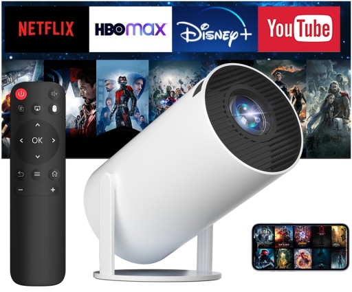ПРОЕКТОР ANDROID TV WIFI FULL HD ПОРТАТИВНЫЙ УМНЫЙ ВРАЩАЮЩИЙСЯ ДИНАМИК