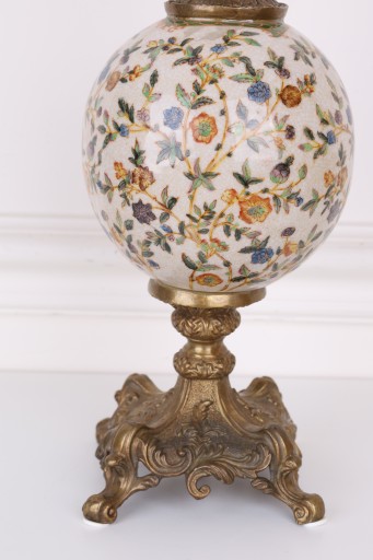 Stylowy ŚWIECZNIK BOGATO ZDOBIONY Porcelana + Brąz