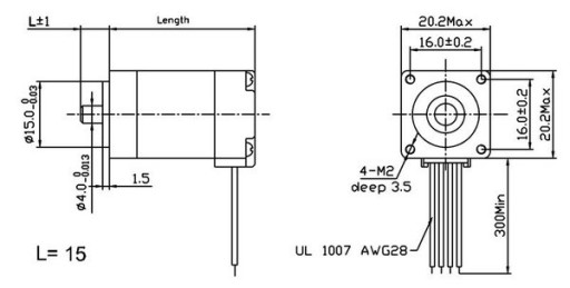 Шаговый двигатель SY20STH30-0604A 200 шагов/об 3,9 В