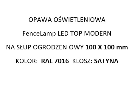 ОСВЕЩЕНИЕ ВОРОТ НА СТОЛБ 100мм RAL 7016 Антрацит