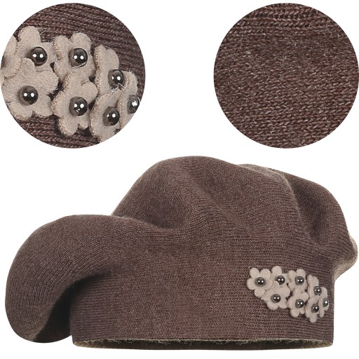 БЕРЕТ ЖЕНСКИЙ КЛАССИЧЕСКИЙ ЗИМНИЙ, ПОЛЬСКИЙ ИЗДЕЛИЕ MAJKA ELEGANT BROWN