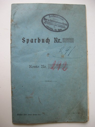 Любшау Любша СПАРБУХ Сберегательная книжка 1913-18 гг.