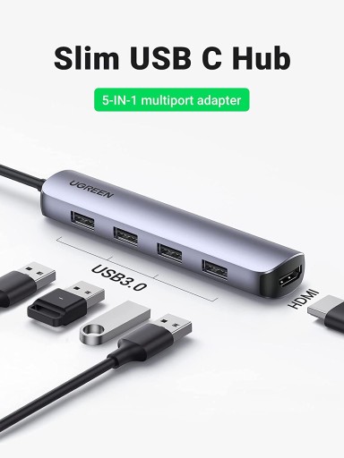 UGREEN HUB ADAPTER 5-в-1 USB-A 3.0 — RJ45 / 3x USB-A 3.0 / micro USB AX88179