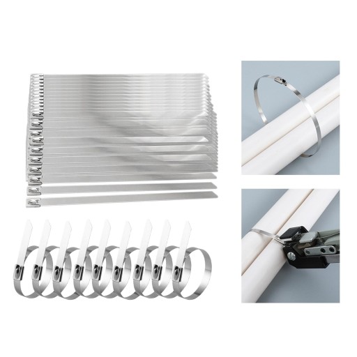 100 sztuk opasek kablowych ze stali nierdzewnej Elementy metalowe wielokrotnego użytku 4,6 mm x 150 mm