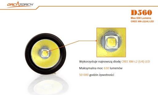Фонарик Orca Torch D560 (красный)