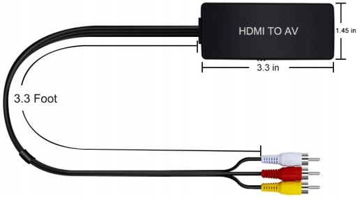 Konwerter HDMI do RCA Adapter AV CINCH CVBS 1080 audi video konwertor