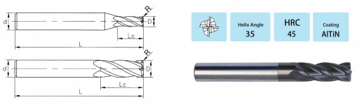 Frez Promieniowy Węgikowy VHM 4 x R1.5 x 50 45 HRC