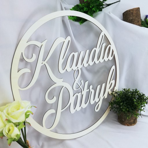 WIANEK KOŁO ŚLUB WESELE NAPIS IMIONA na ścianę