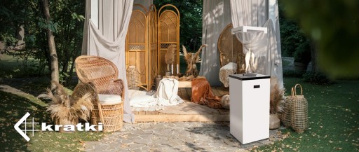 Ogrzewacz Patio Light Biały Kratki + Kamienie