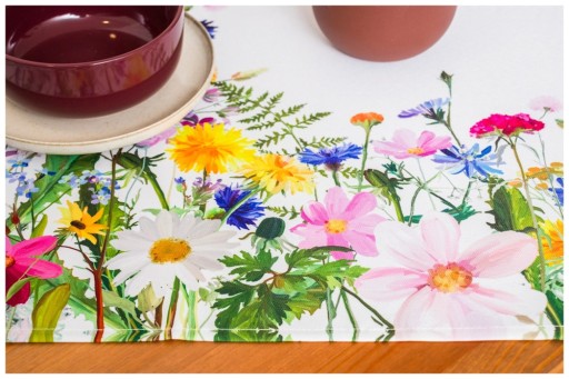Bieżnik na stół 40x85 cm kwiaty wiosna lato dekoracyjny obrus kolorowy