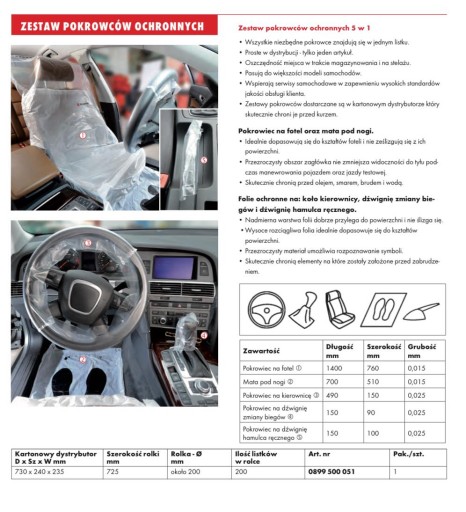 КОМПЛЕКТ ЗАЩИТЫ САЛОНА АВТОМОБИЛЯ WURTH 5 В 1
