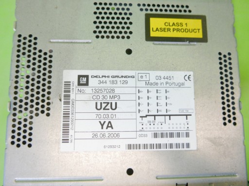 Radio CD 30 MP3 + wyświetlacz tid sparowane OPEL CORSA D 06-11