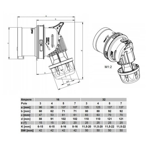 Удлинитель силовой H07RN-F 5х6 40м OnPD 32А УГОЛ