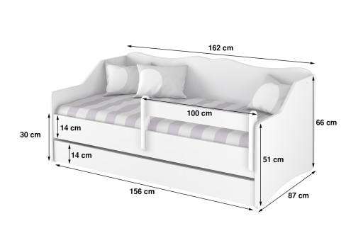 LULU II детская кровать 160x80 BABY BOO surf белый
