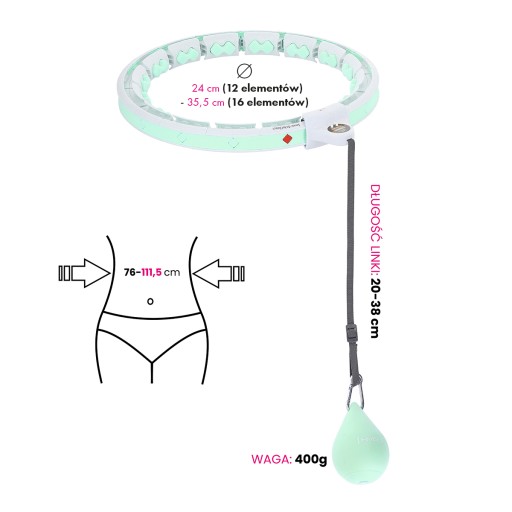 НАБОР HULA HOP HHW06 С ВЕСОМ И СЧЕТЧИКОМ HMS + РЕМЕНЬ BR163 PLUS SIZE