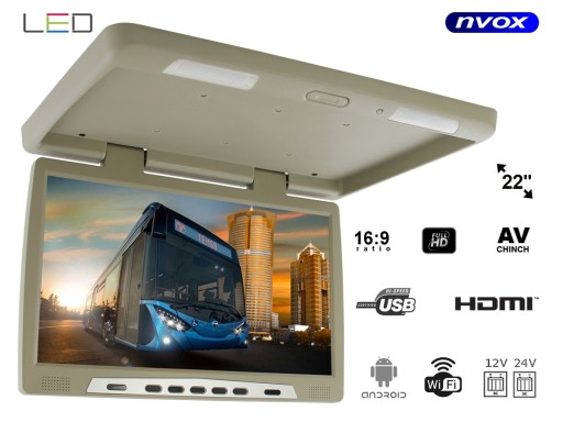 Подвесной автомобильный монитор Android 22 фута с разрешением FullHD