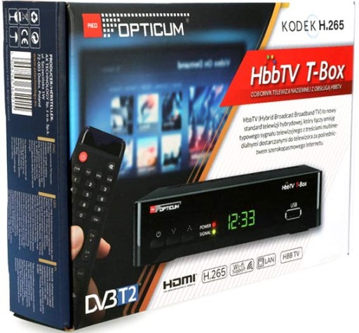 OPTICUM HbbTV T-BOX DVB-T2 H.265 HEVC + ADAP. WI-FI
