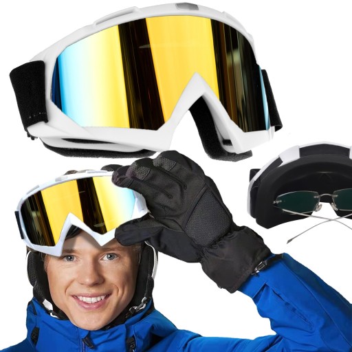 Gogle Narciarskie Okulary Na Narty Snowboard ZIMA Wiatroszczelne ANTYPARA