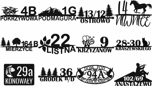 Ażurowy szyld adresowy gotycki D 65cm XL