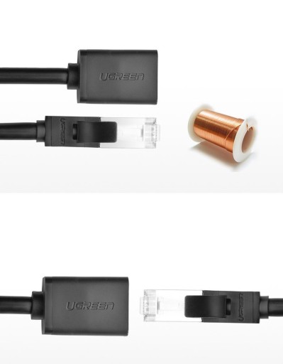 Сетевой кабель UGREEN NW112, удлинитель Ethernet RJ45, кат. 6, FTP, с метом