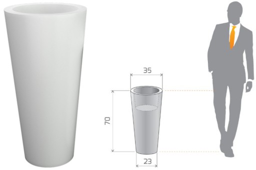 WYSOKA BIAŁA DONICA DONICZKA OGRODOWA OSŁONKA NA KWIATY KRZEWY 70cm 12L