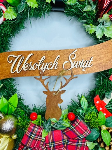 Jeleń Jelonek świąteczny ozdoba dekoracja Święta zawieszka stroik 12cm