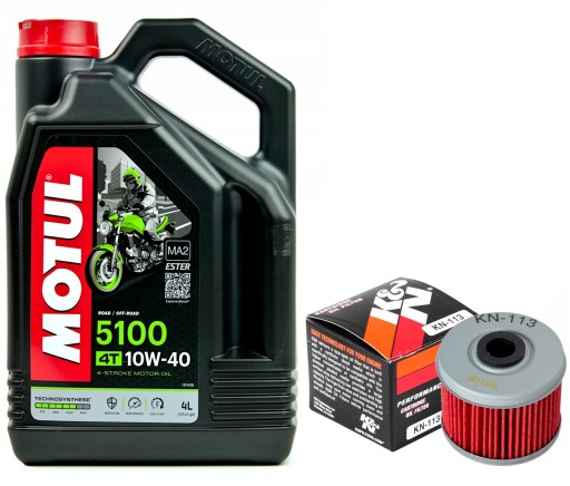 Olej MOTUL 5100 10W40 4L. + Filtr KN-113, Honda TRX350 TM Fourtrax, 00-06r.