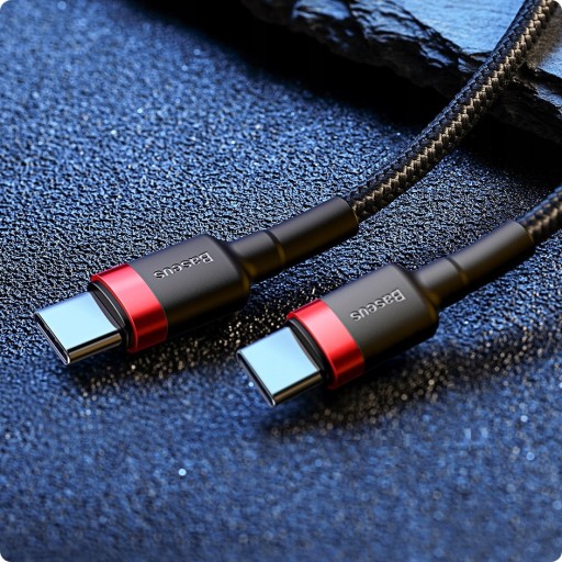Кабель USB-C — USB-C PD Baseus Cafule PD 2.0 QC 3.0 60 Вт, 2 м (черный и красный)