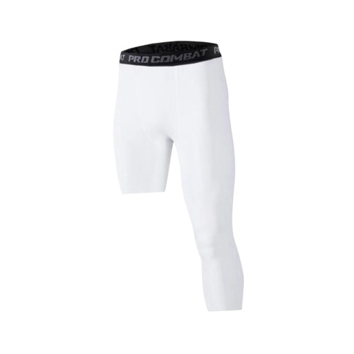 Męskie spodnie kompresyjne 3/4 Legginsy treningowe dla S, białe, długie