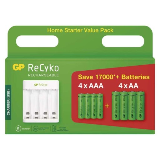 EMOS Ładowarka akumulatorowa GP Eco E411 + 4× AA 2100 + 4× AAA 800 B51418