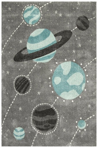 140x190 см КОВЕР COSMOS PLANETS ДЛЯ ДЕТСКОЙ КОМНАТЫ СЕРЫЙ КРЕМОВЫЙ СИНИЙ