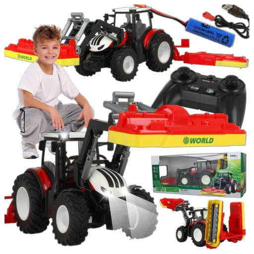 Traktor zdalnie sterowany zabawka RC Maszyna rolnicza kosiarka podnośnik