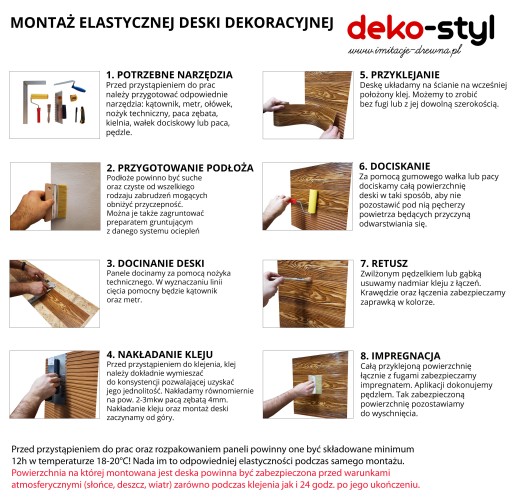 Deska Elewacyjna Elastyczna Deski Imitacja Drewna ZESTAW z klejem