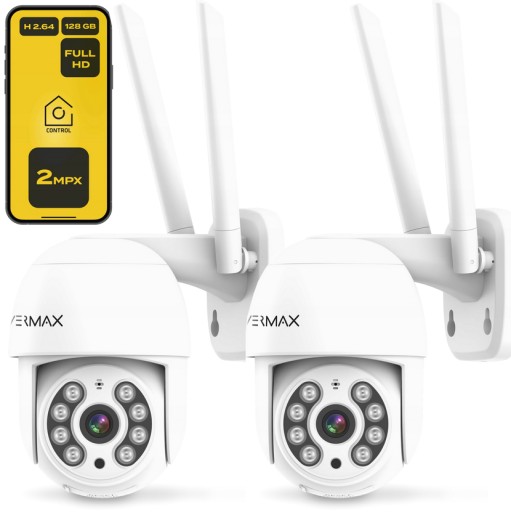 2x БЕСПРОВОДНАЯ НАРУЖНАЯ ПОВОРОТНАЯ IP-КАМЕРА WIFI FULL HD НОЧНОЙ РЕЖИМ ЗУМ