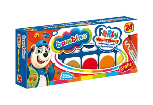 Bambino farby akwarelowe 24 kolory duża pastylka