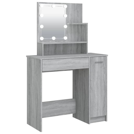 TOALETKA Z LED SZARY DĄB SONOMA 86,5X35X136CM